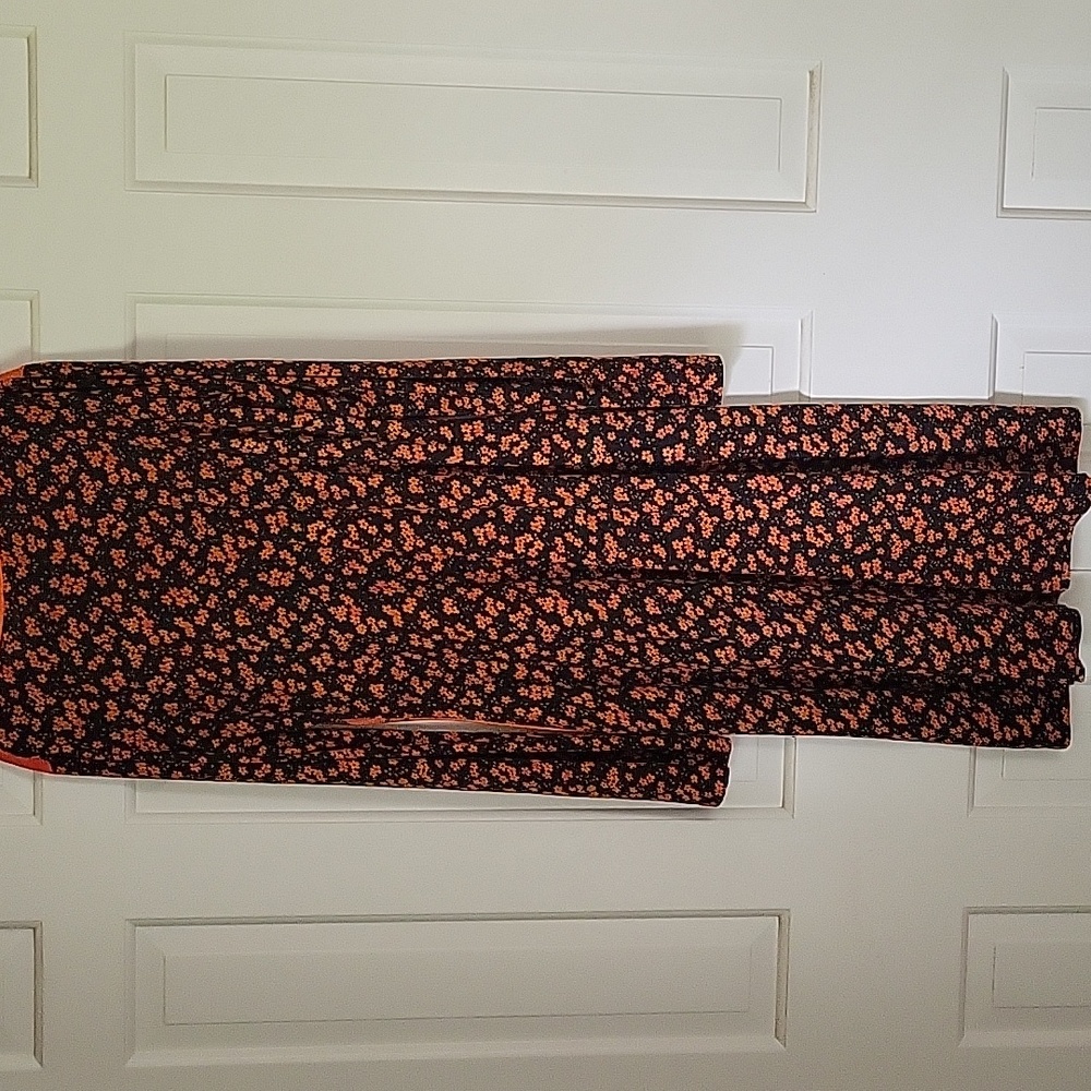 Custo Barcelona Orange Graphic Print Long Sleeve Midi Dress Sz 4 - Picture 3 of 5
